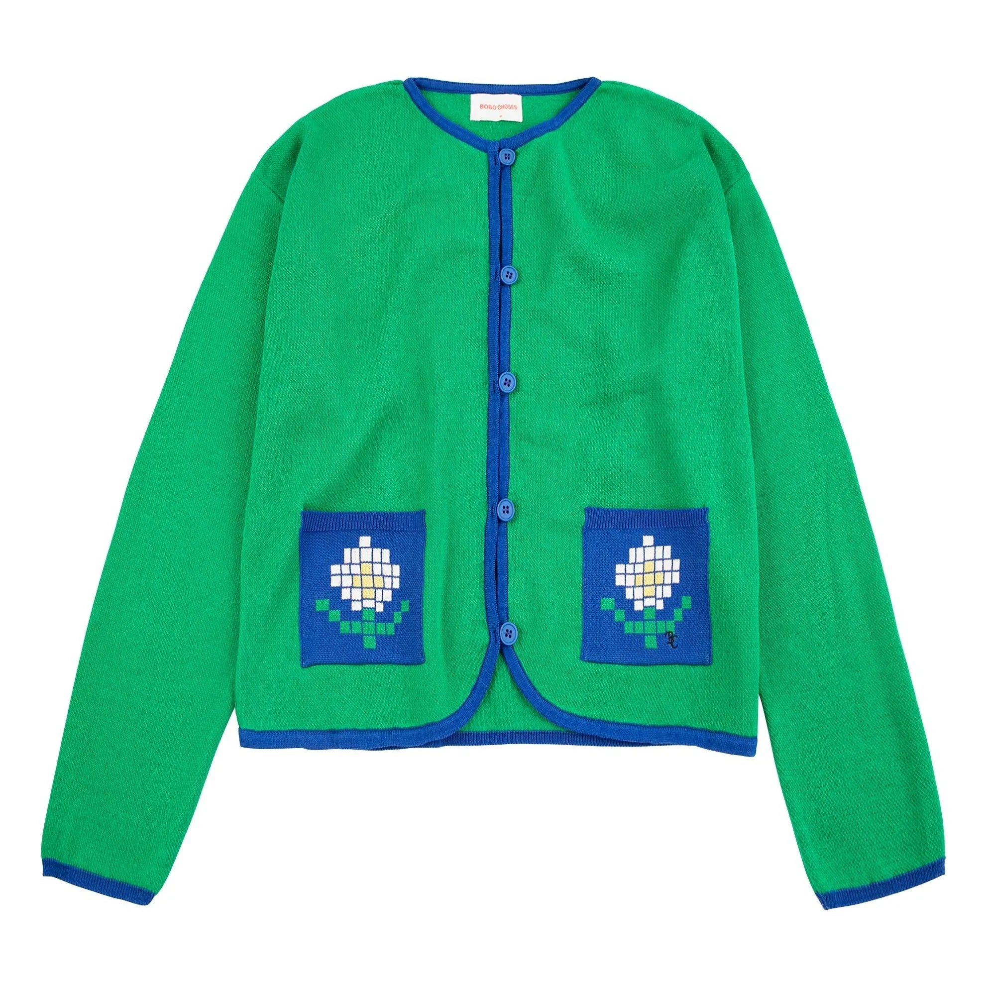 Bobo Choses - Pixel Daisy Strickjacke aus Bio-Baumwolle | Grün