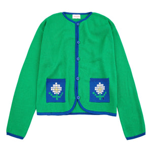Bobo Choses - Pixel Daisy Strickjacke aus Bio-Baumwolle | Grün