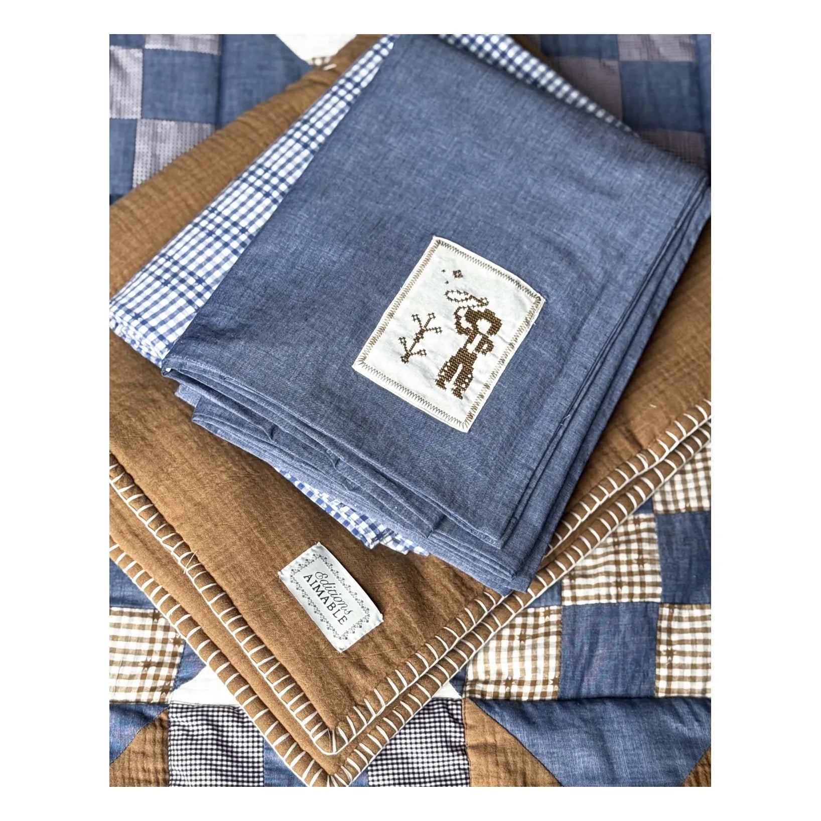 Editions Aimable - Paulette yatak takımı | Mavi Chambray