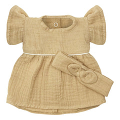 Minikane - Puppenkleidung - Daisy Kleid und Haarreif aus Baumwollgaze | Latte