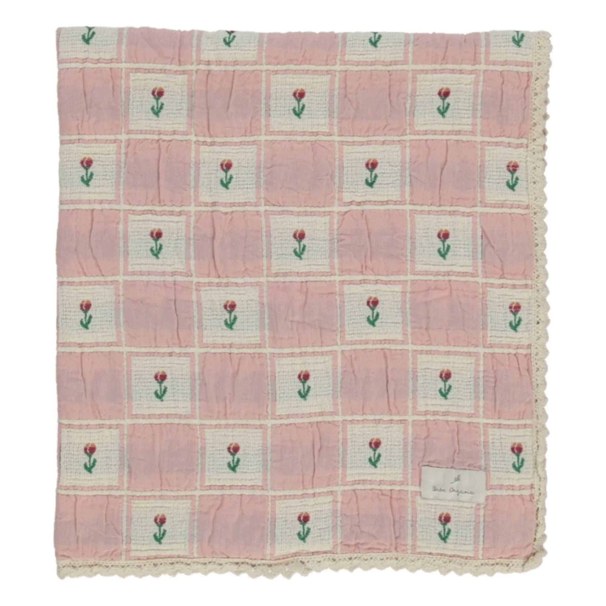 Bebe Organic - Bella Tulipes Decke aus Bio-Baumwolle | Rosa