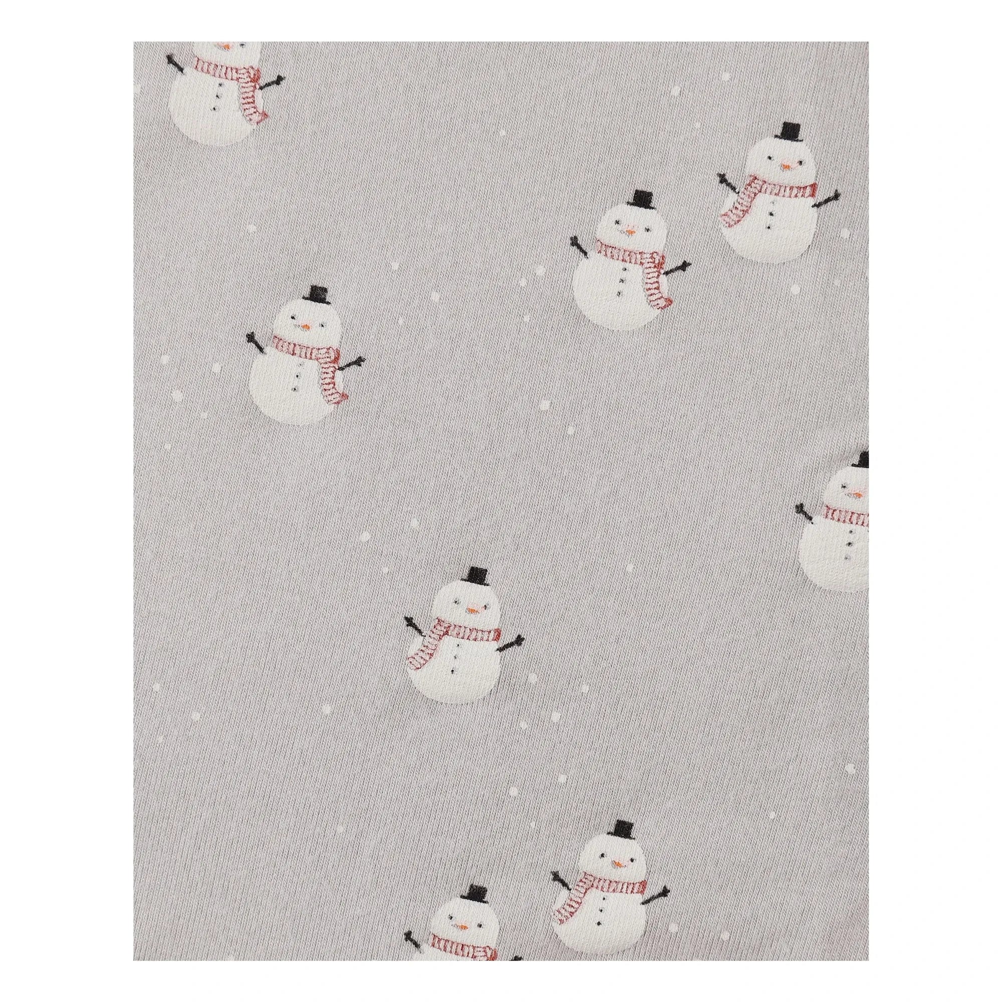 Quincy Mae - Schneemann-Muster Strampler mit Füßen | Grau