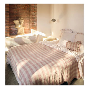 Maison de Vacances - Gewaschenes Leinen Vichy Cottage Plaid | Nude