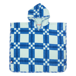 Jera Mini - Kariertes Handtuch-Poncho | Blau