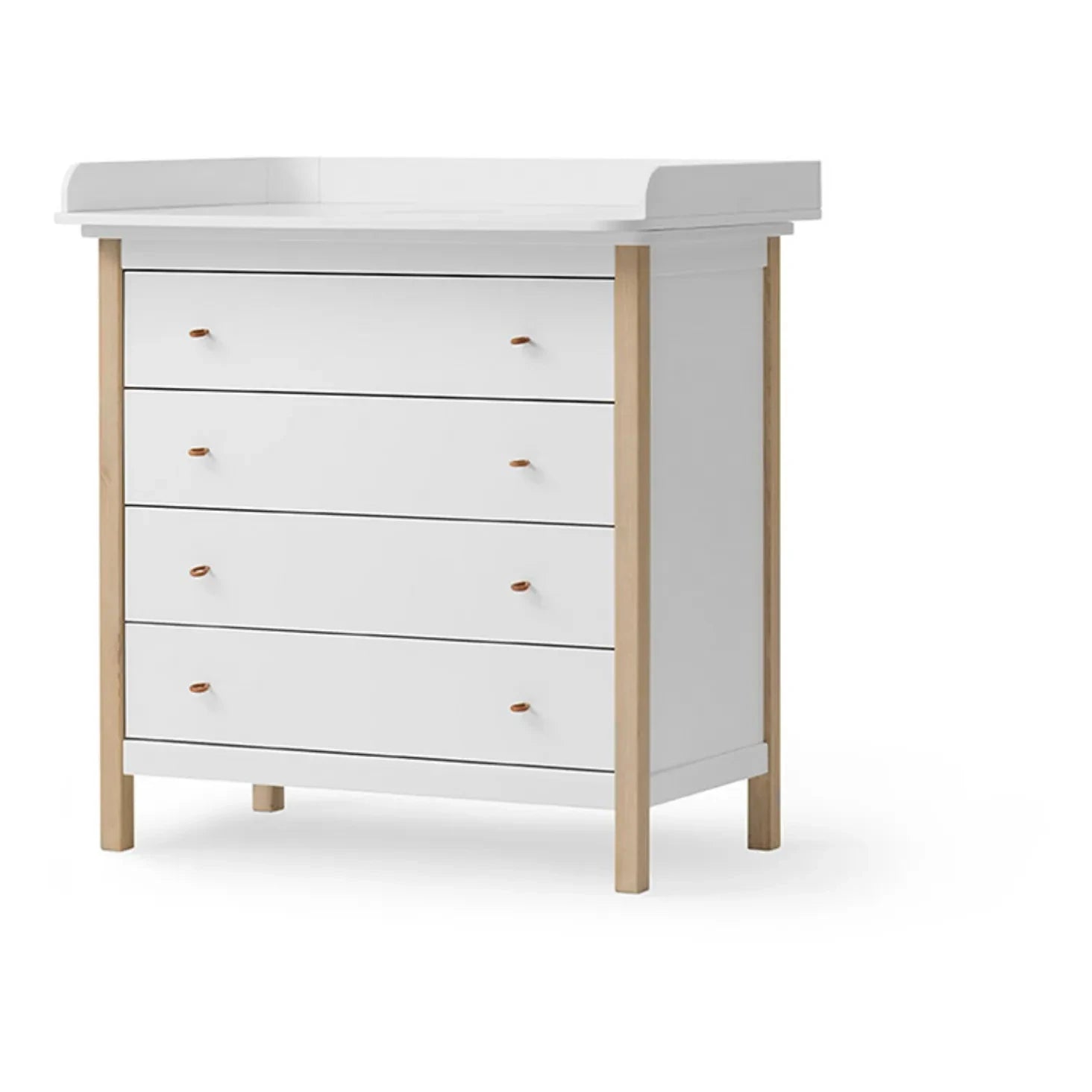 Oliver Furniture - Ahşap Meşe Alt Değiştirme Masası ve Şifonyer | Beyaz