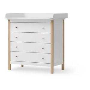 Oliver Furniture - Ahşap Meşe Alt Değiştirme Masası ve Şifonyer | Beyaz