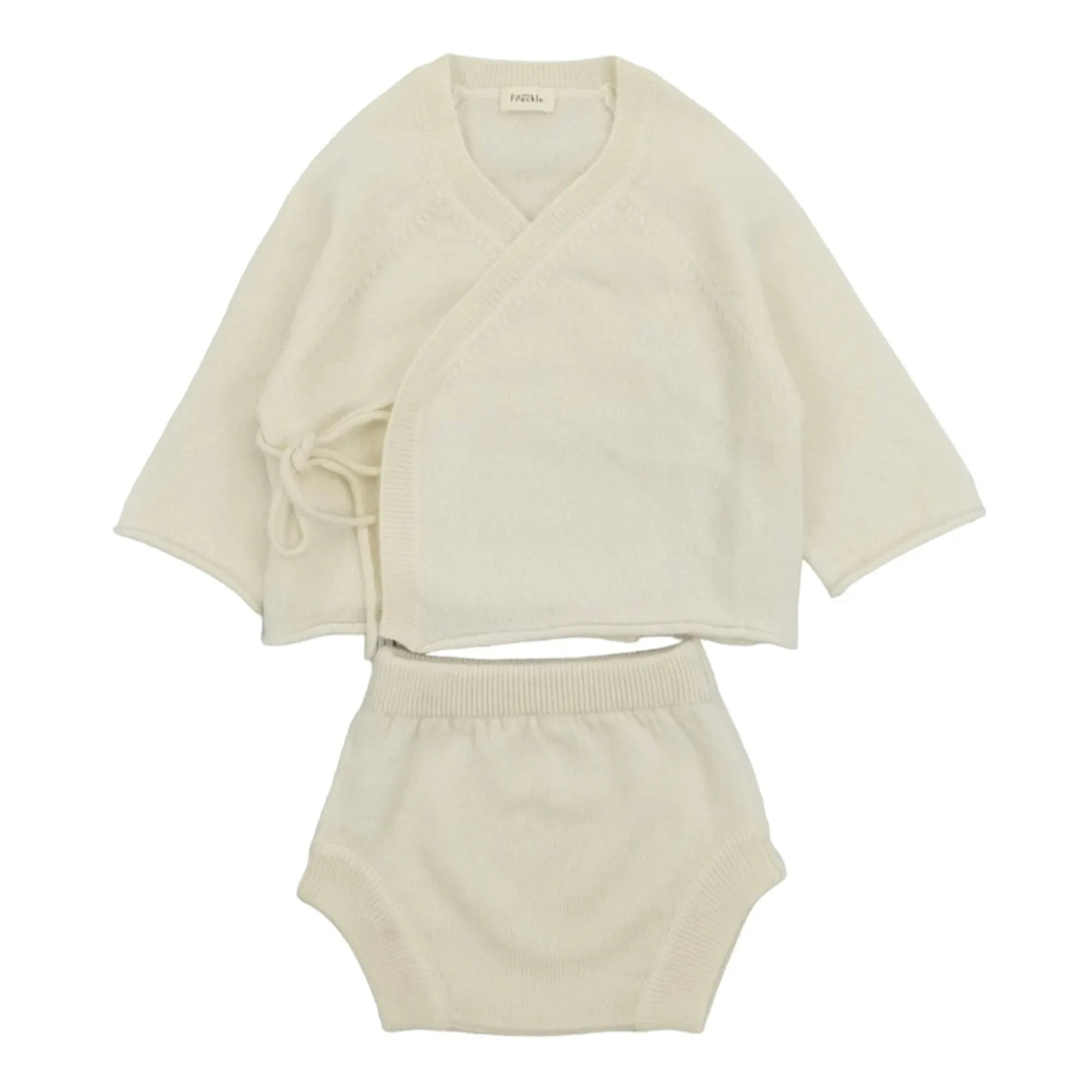 My Little Freckle - Bio-Kaschmir Bloomer + Wickelstrickjacke Set | Elfenbein