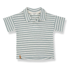 1+ in the family - Borrassa Gestreiftes Polo Leinen | Wassergrün