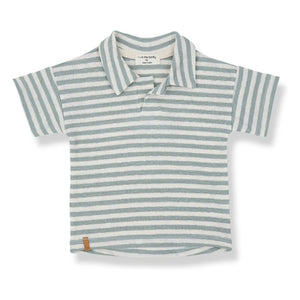 1+ in the family - Borrassa Gestreiftes Polo Leinen | Wassergrün