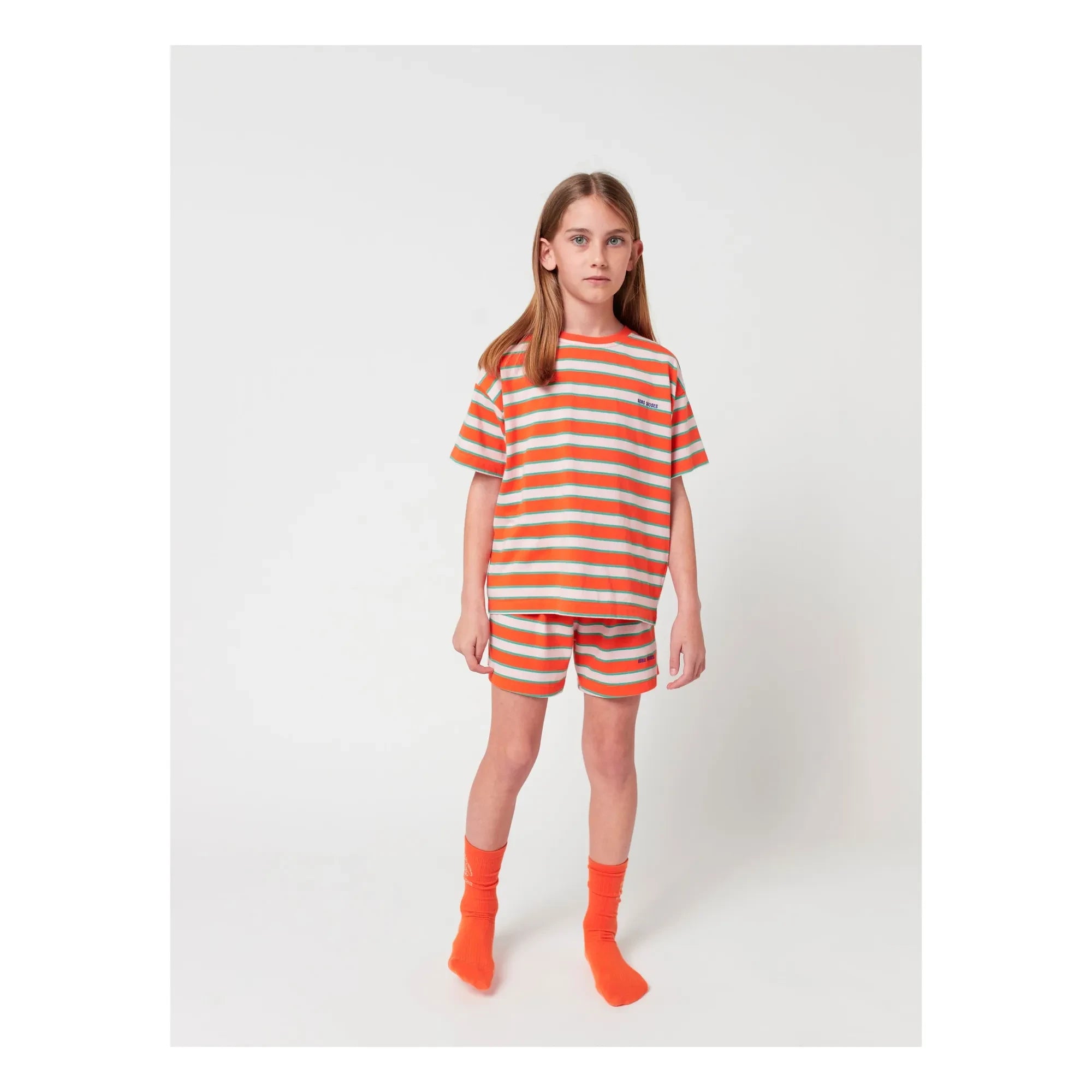 Bobo Choses - Gestreiftes T-Shirt und Shorts Set aus Bio-Baumwolle | Rot
