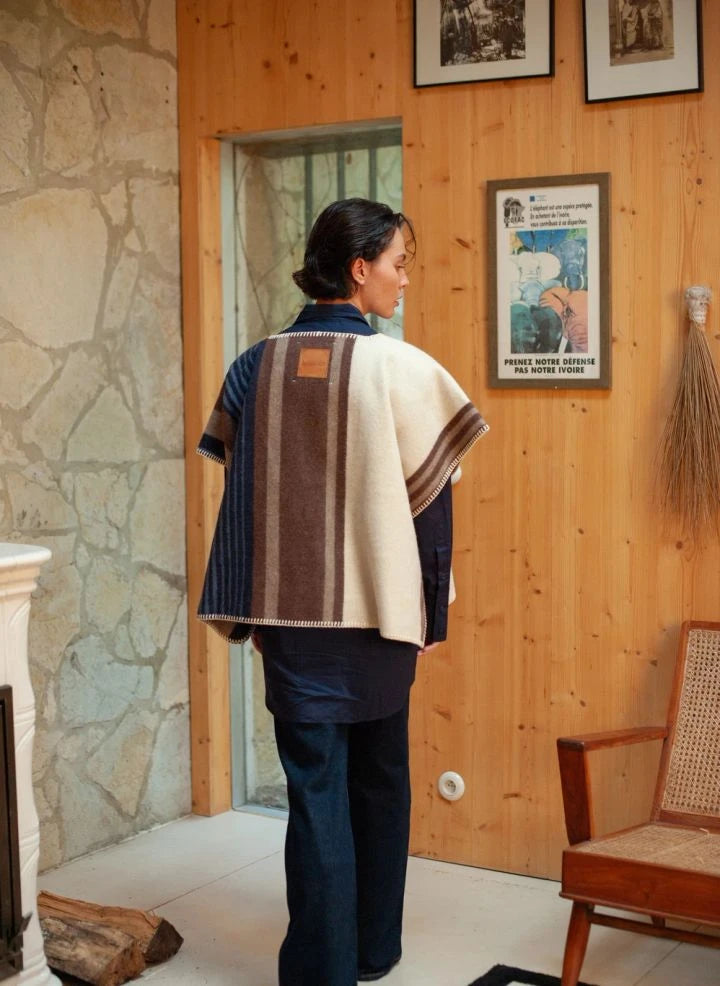 La Méricaine - Wappos Lange Woll-Poncho | Braun