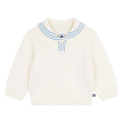 Petit Bateau – Schalkragenpullover aus Bio-Baumwolle | Ecru