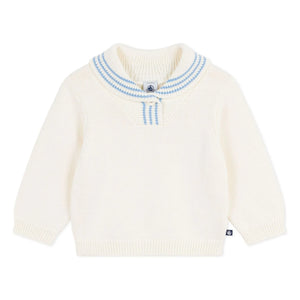 Petit Bateau – Schalkragenpullover aus Bio-Baumwolle | Ecru