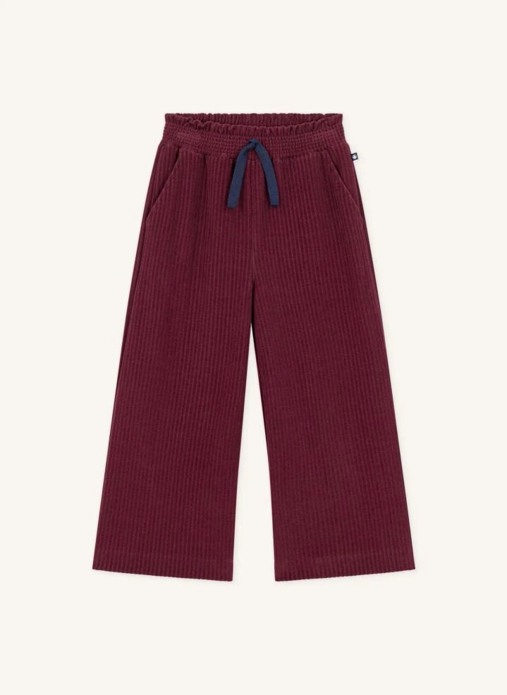 Petit Bateau - Organik Pamuk Kordon Bağcıklı Pantolon | Bordo