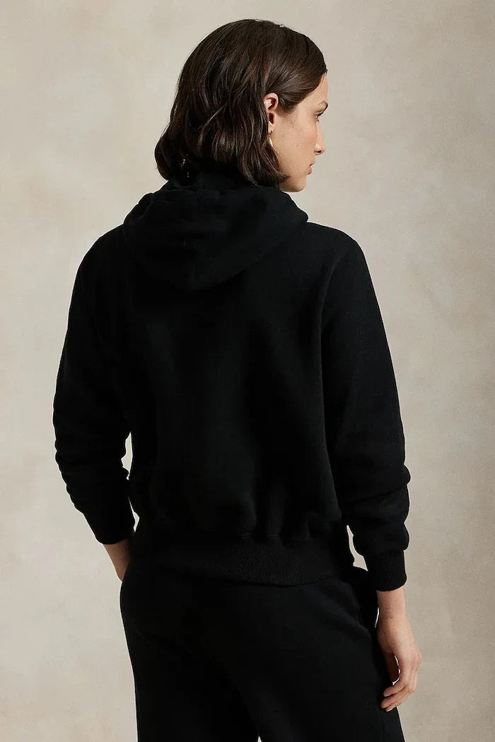 Polo Ralph Lauren fermuarlı kapüşonlu kadın sweatshirt pamuklu