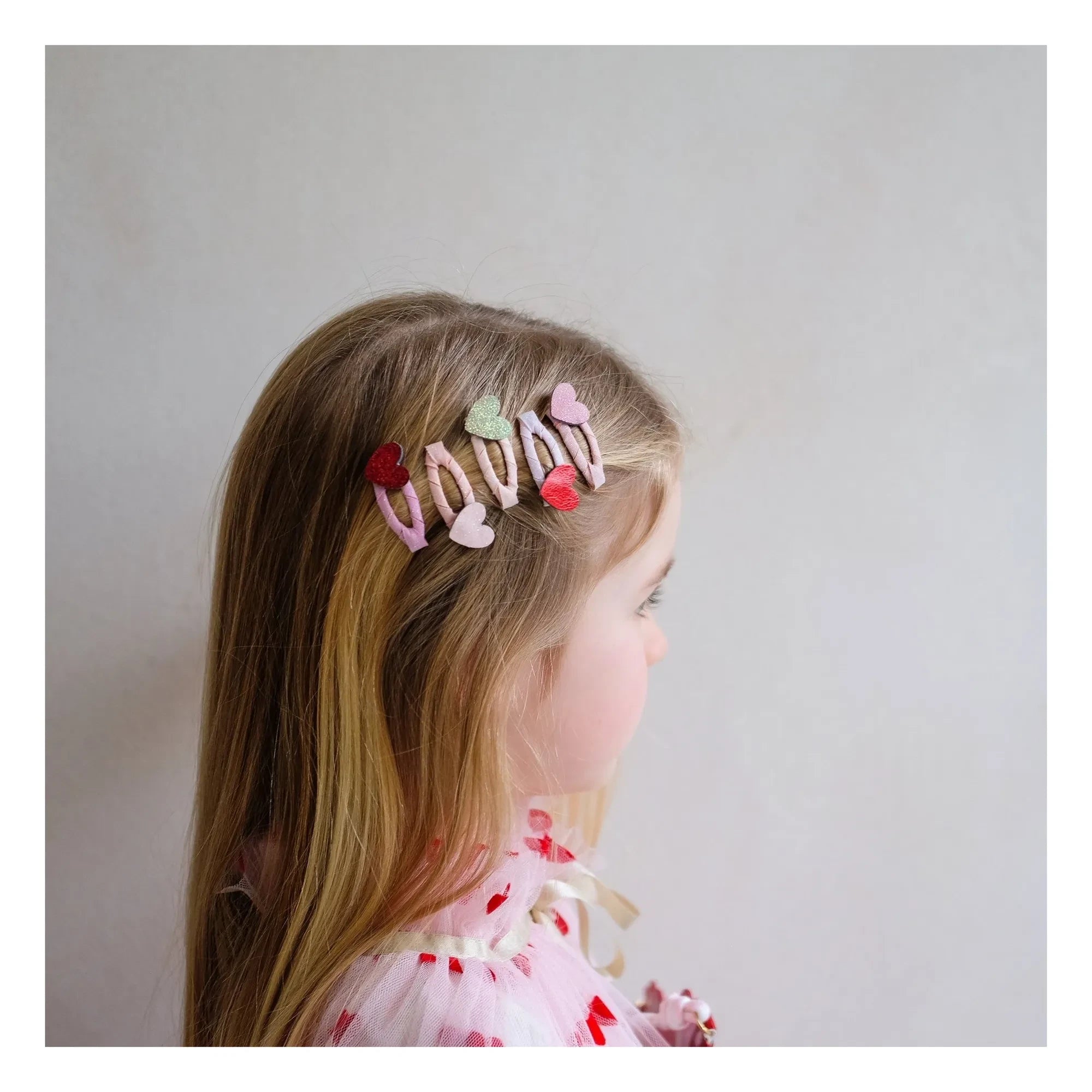 Mimi & Lula - Rosa 5-teiliges Mini-Herz-Haarklammern-Set