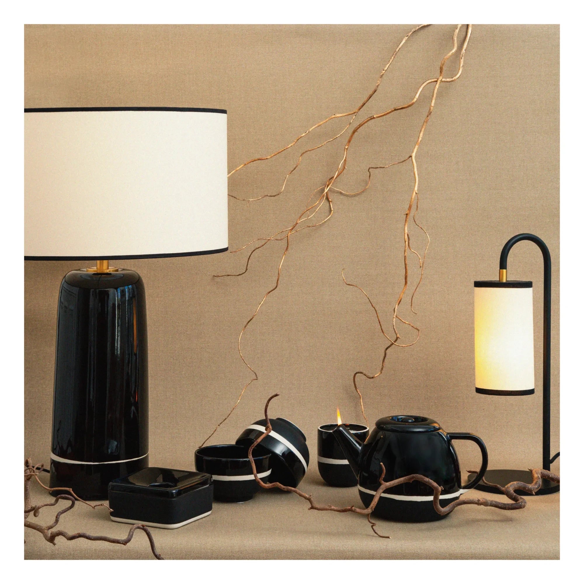 Maison Sarah Lavoine - Sicilia Tischlampe H60cm | Schwarz-Rettich