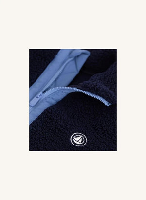 Petit Bateau - Midnight blaufarbige Colorblock-Sherpa-Jacke