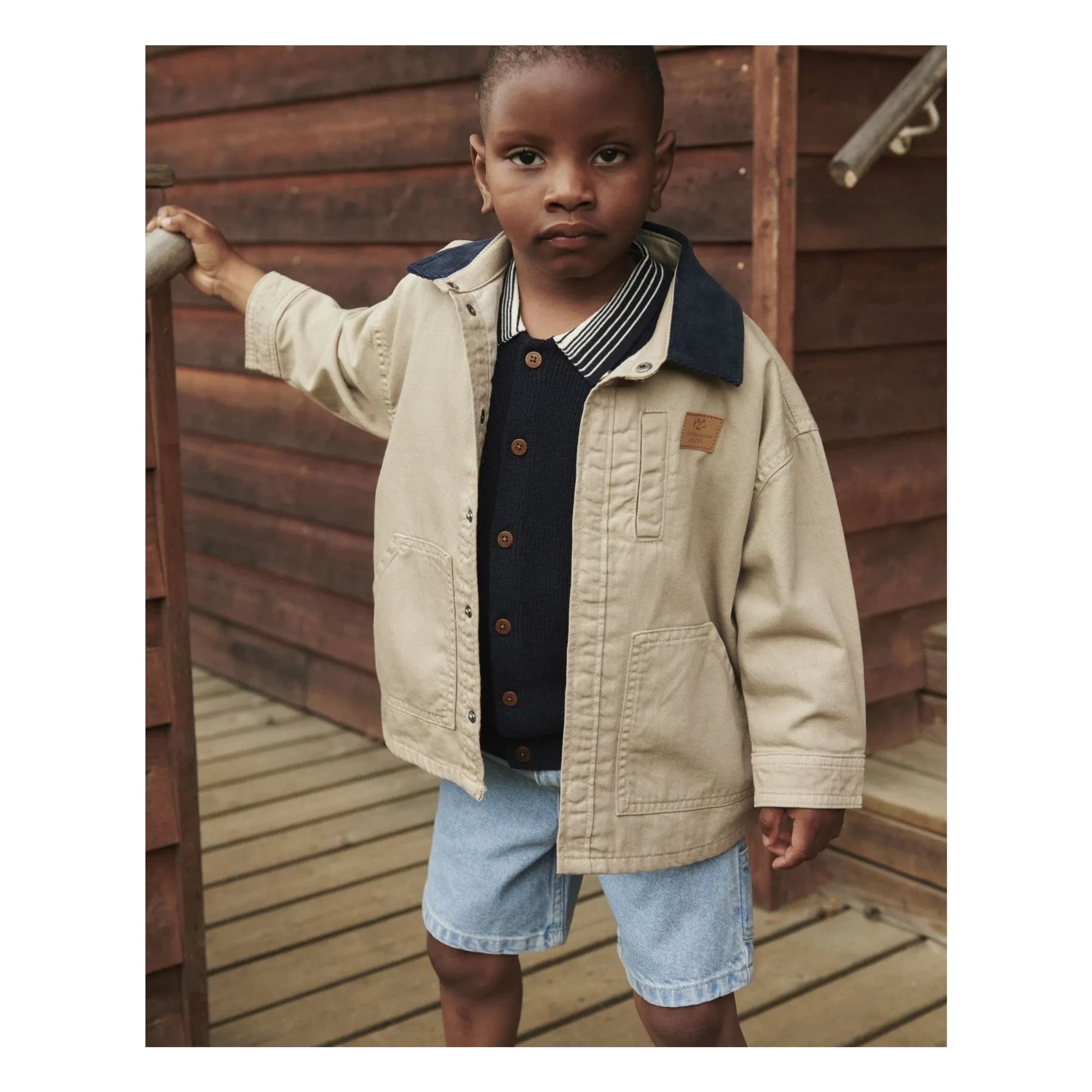 Copenhagen Colors – Jacke aus Bio-Baumwollsamt mit Kragen | Beige