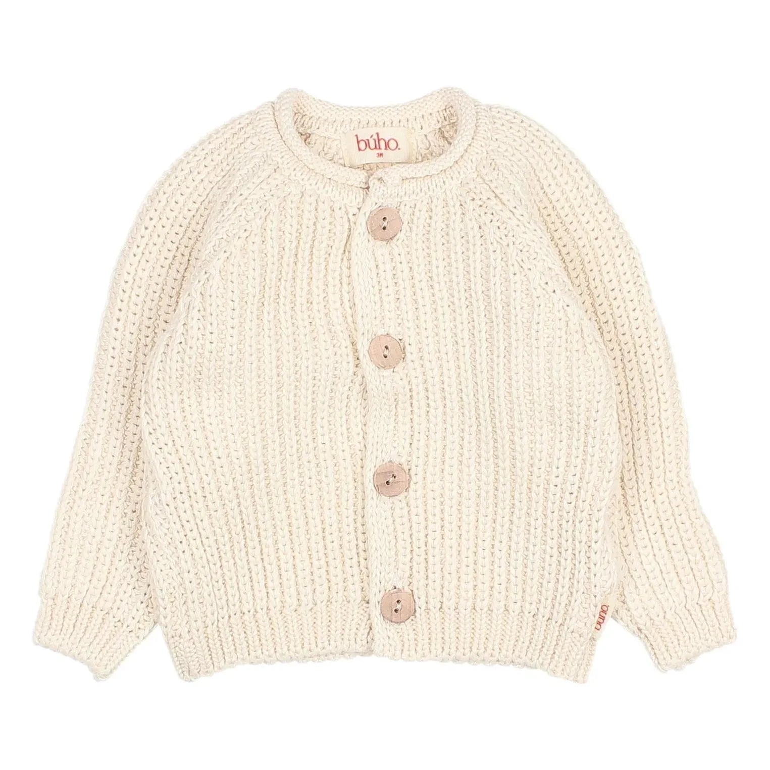 Búho - Côtes Perlées Strickjacke aus Bio-Baumwolle | Ecru