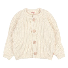 Búho - Côtes Perlées Strickjacke aus Bio-Baumwolle | Ecru