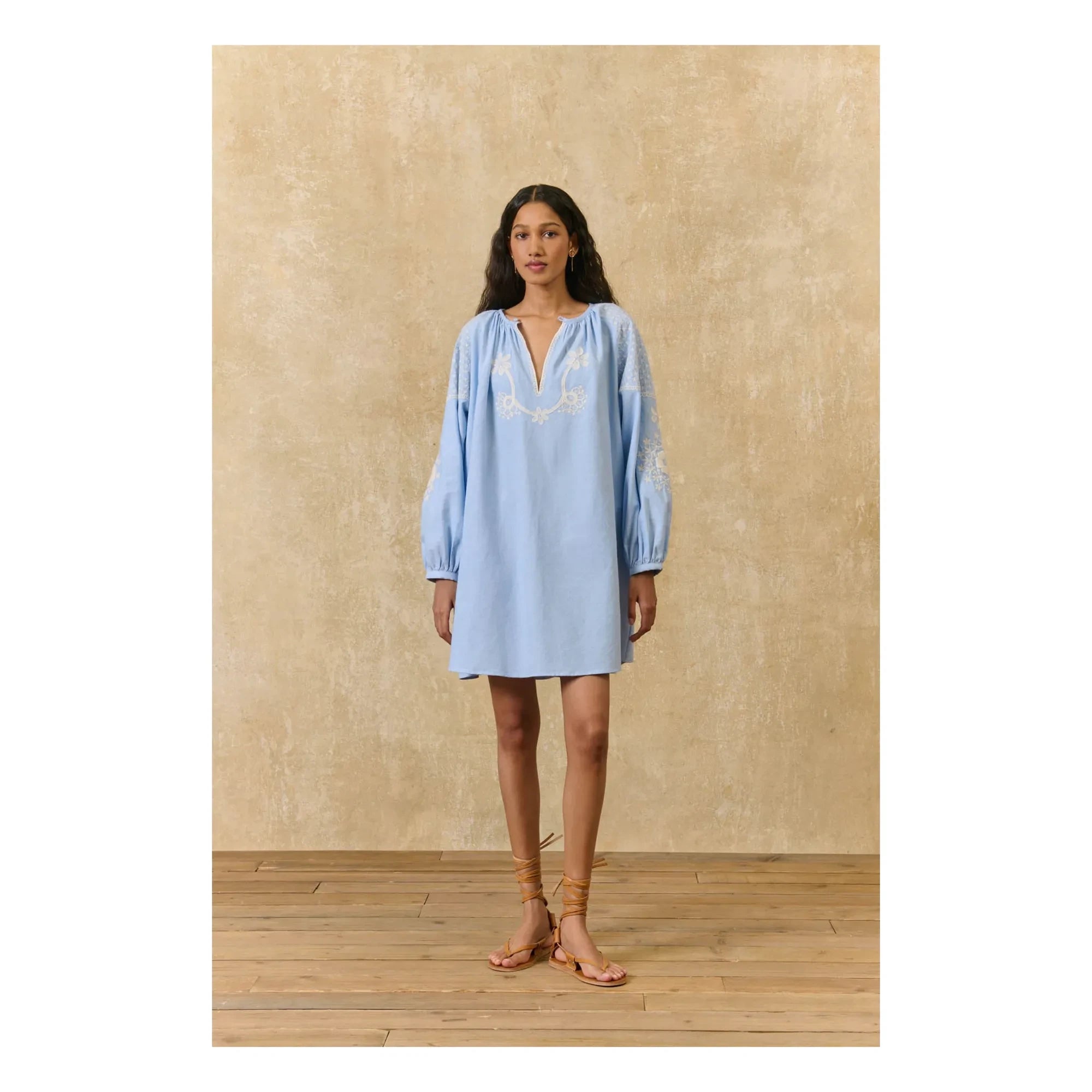 Louise Misha - Janice Kleid aus Bio-Baumwolle | Blau