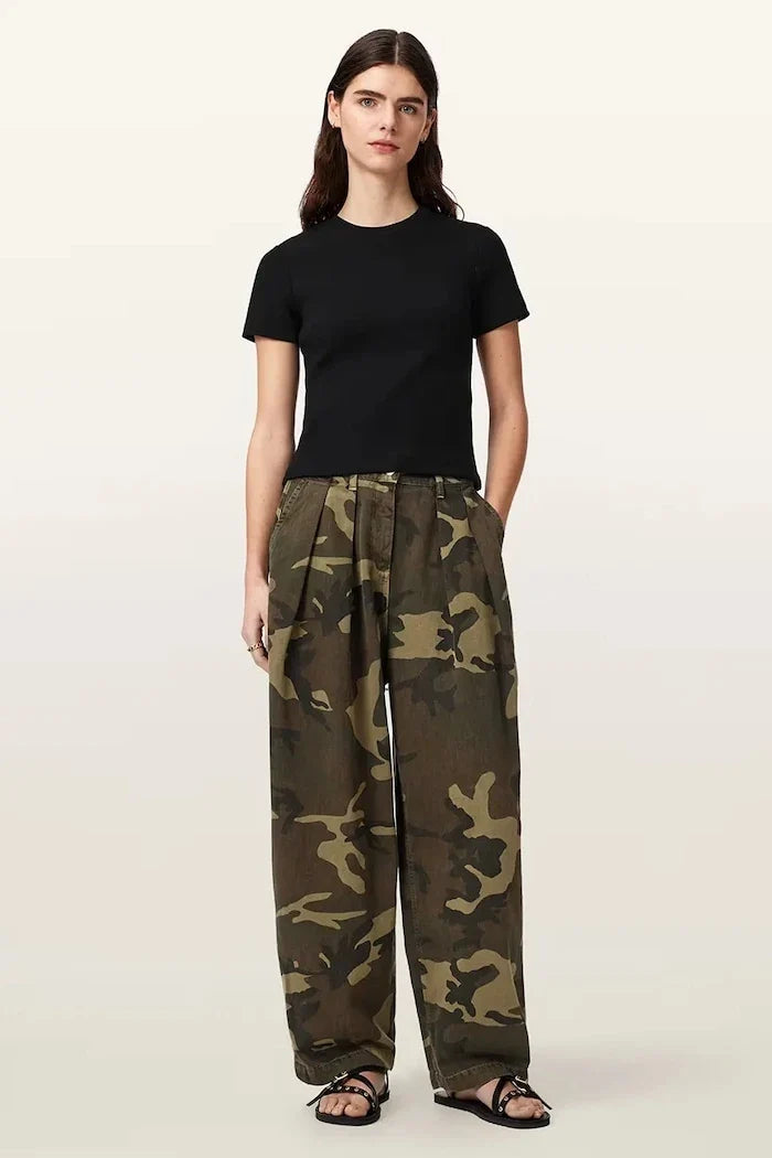 AllSaints pamuklu baggy kadın pantolonu BECCA