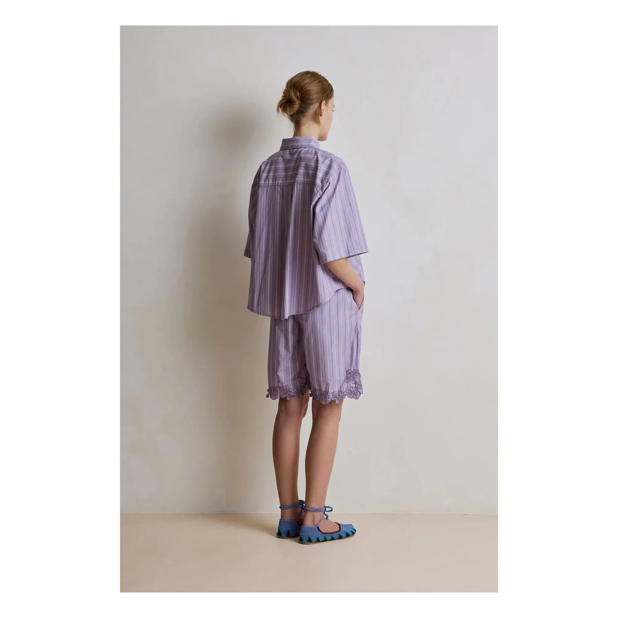 Hod - Selena Gestreiftes Baumwollhemd | Lila