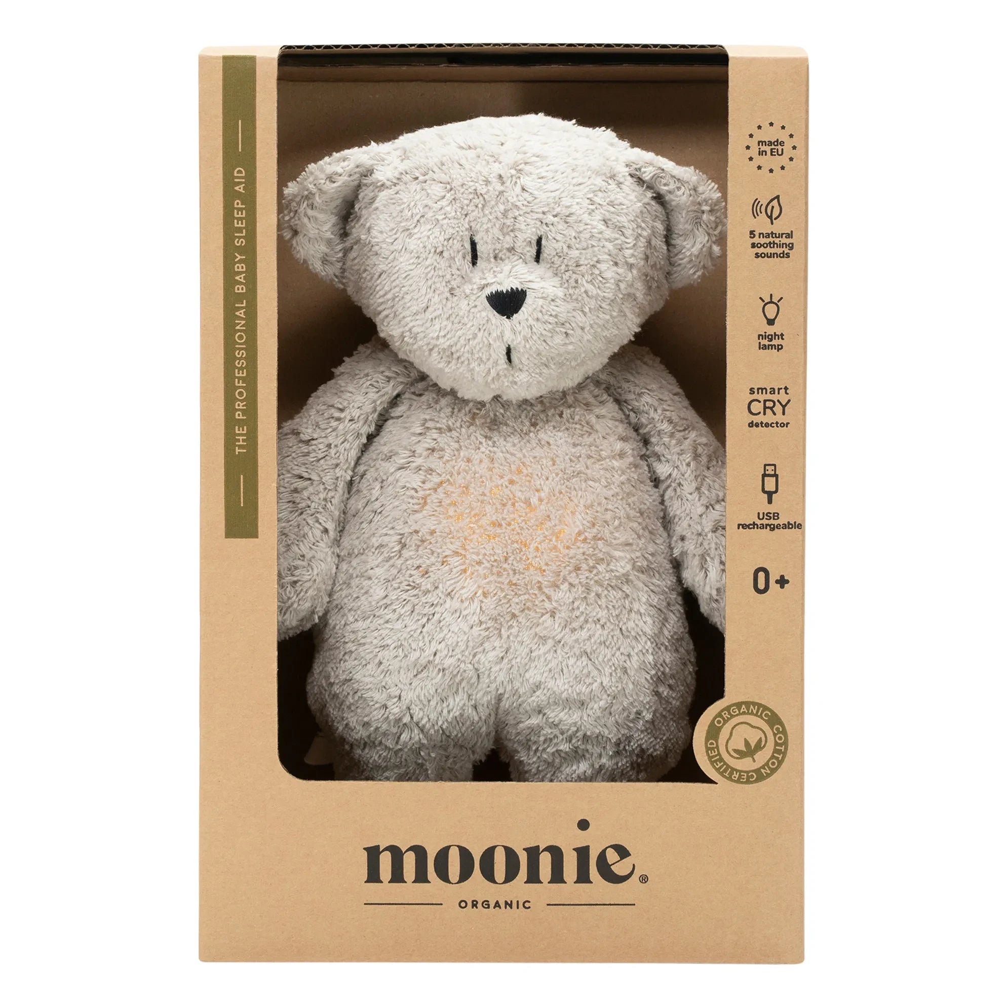 Moonie - Musik-Nachtlicht Teddybär | Grau