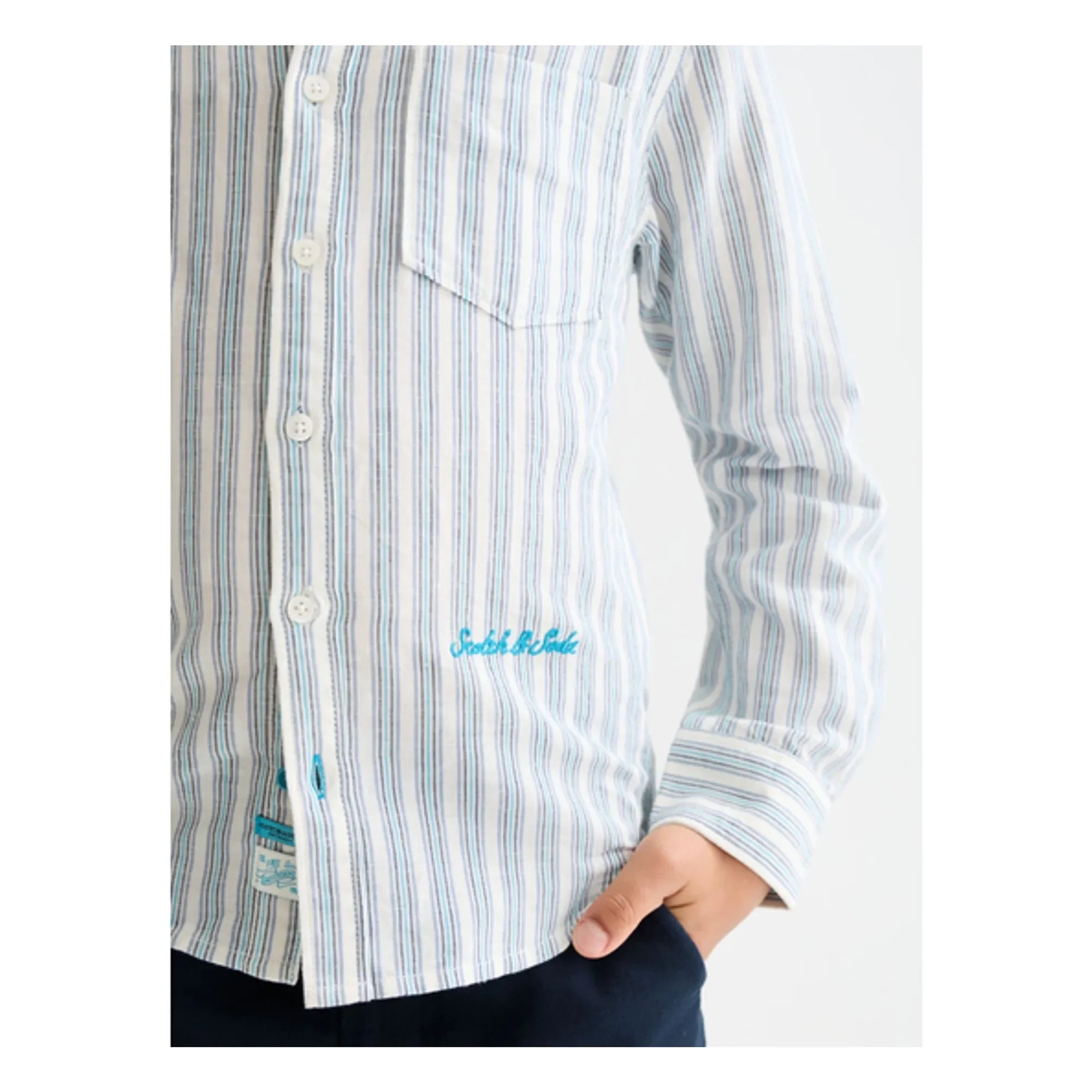 Scotch & Soda – Gestreiftes Leinenhemd | Hellblau