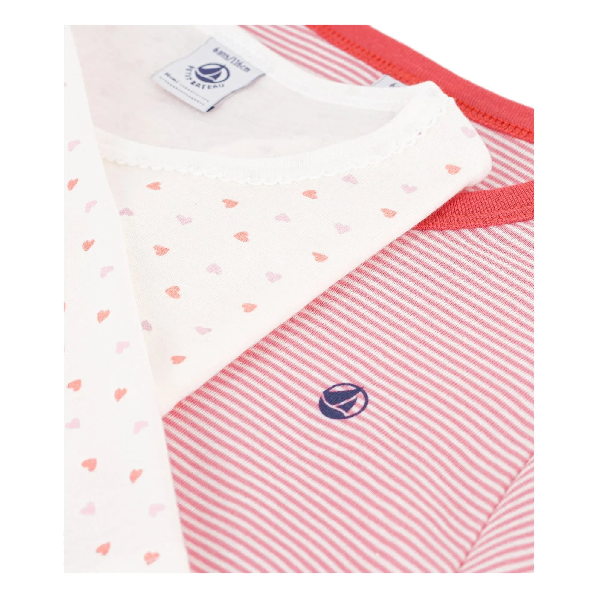 Petit Bateau - 2'li Kalp Pijama Seti | Pembe