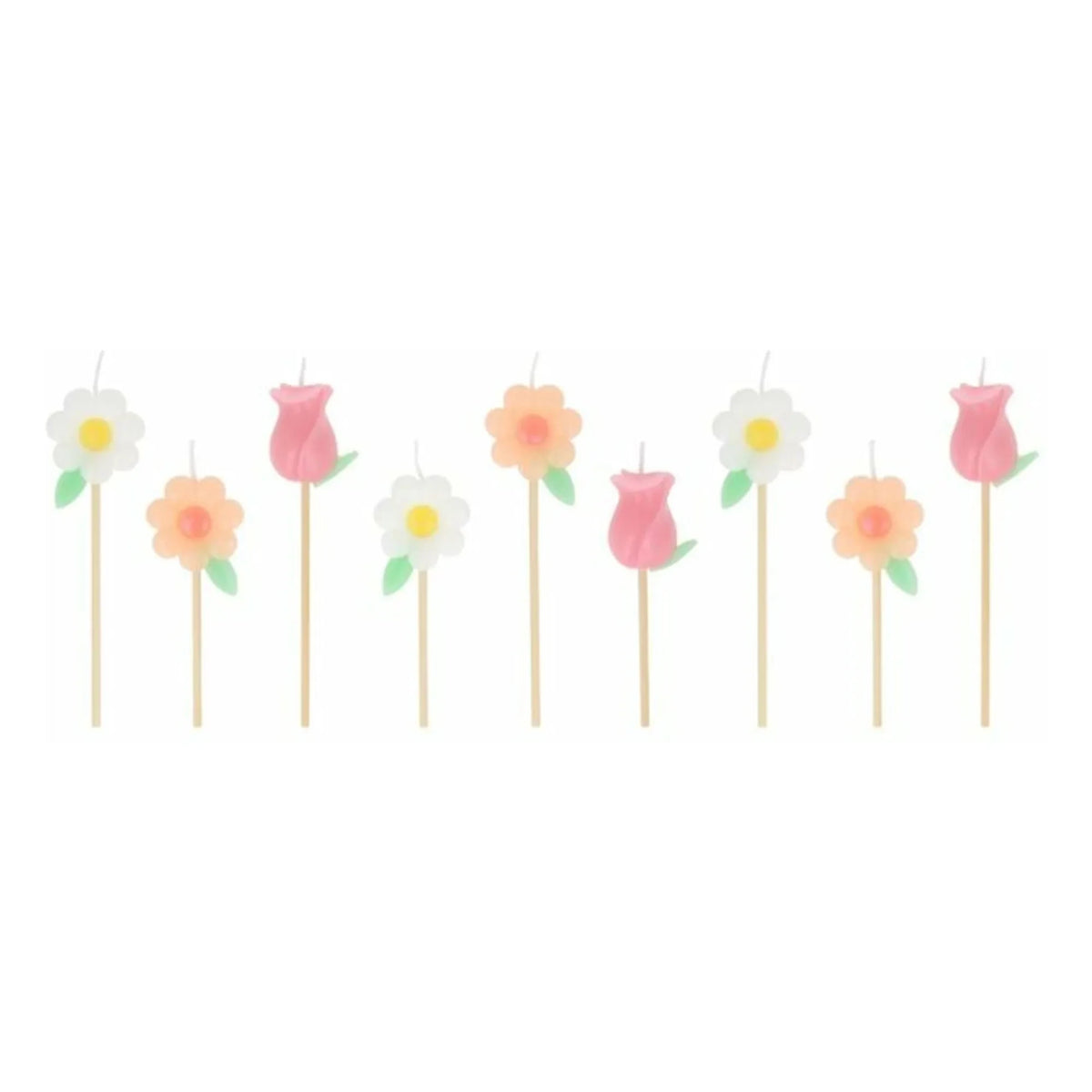 Meri Meri - Blumen-Geburtstagskerzen - 9er-Set