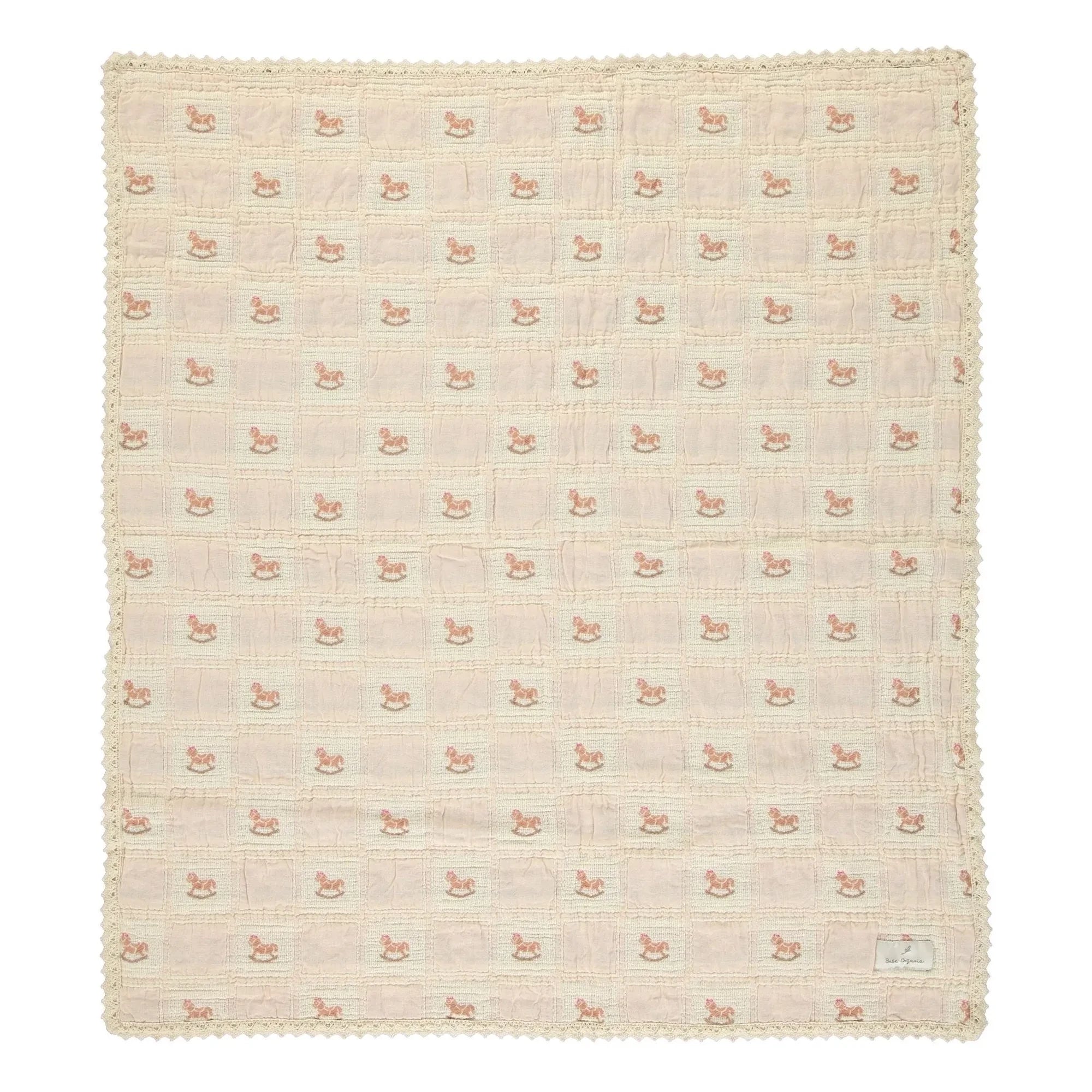 Bebe Organic - Schaukelpferd Bio-Baumwolldecke | Dusty Pink