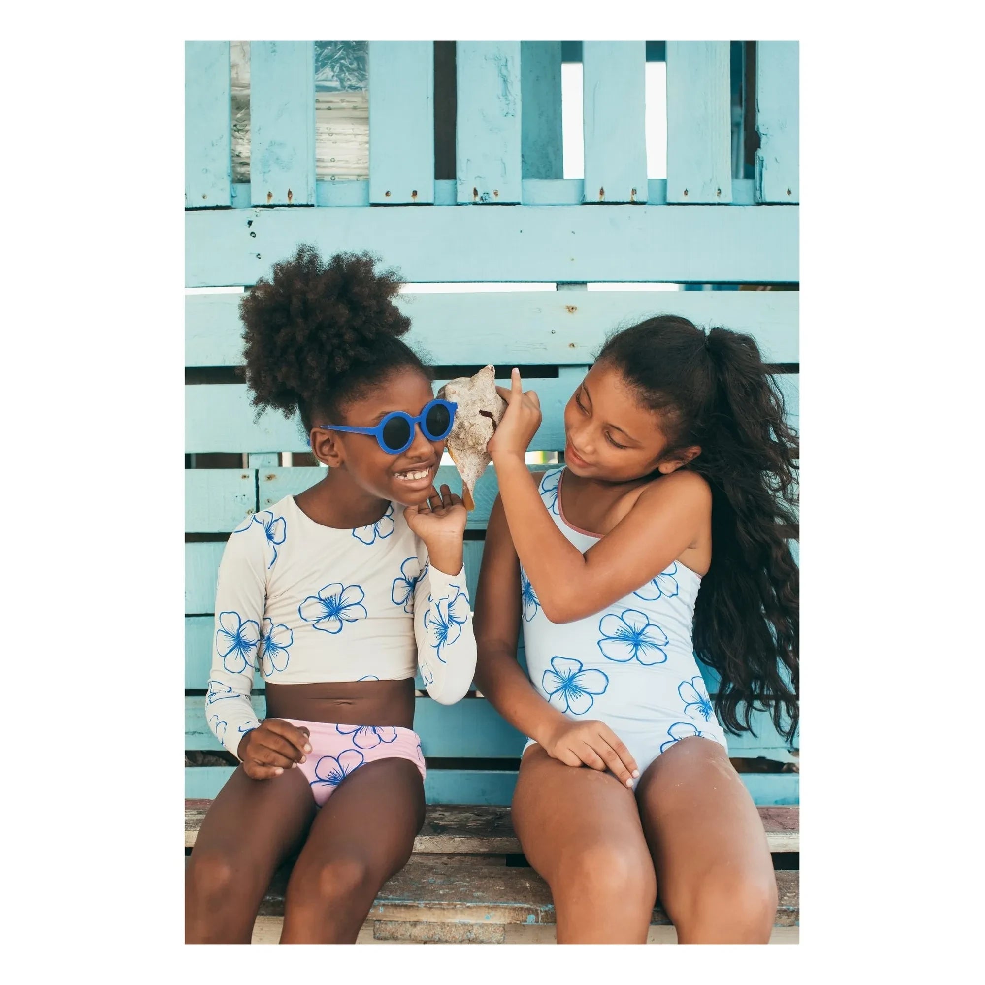 Pepita & Me - Marea Fleurs Asymmetrischer Badeanzug | Hellblau