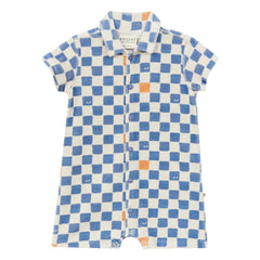 Arsène et Les Pipelettes - Damier Eponge Bio-Baumwoll-Overall | Blau