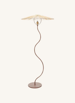 Honoré - Kaa Metall- und Raffia-Stehlampe | Braun