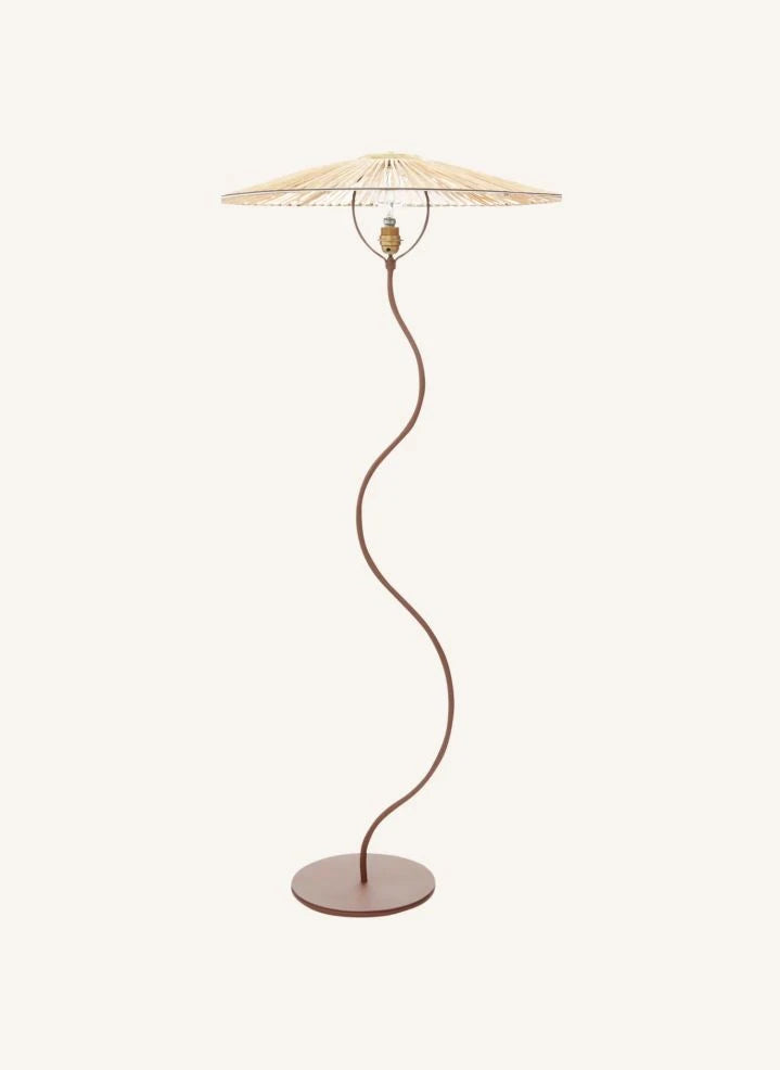 Honoré - Kaa Metall- und Raffia-Stehlampe | Braun