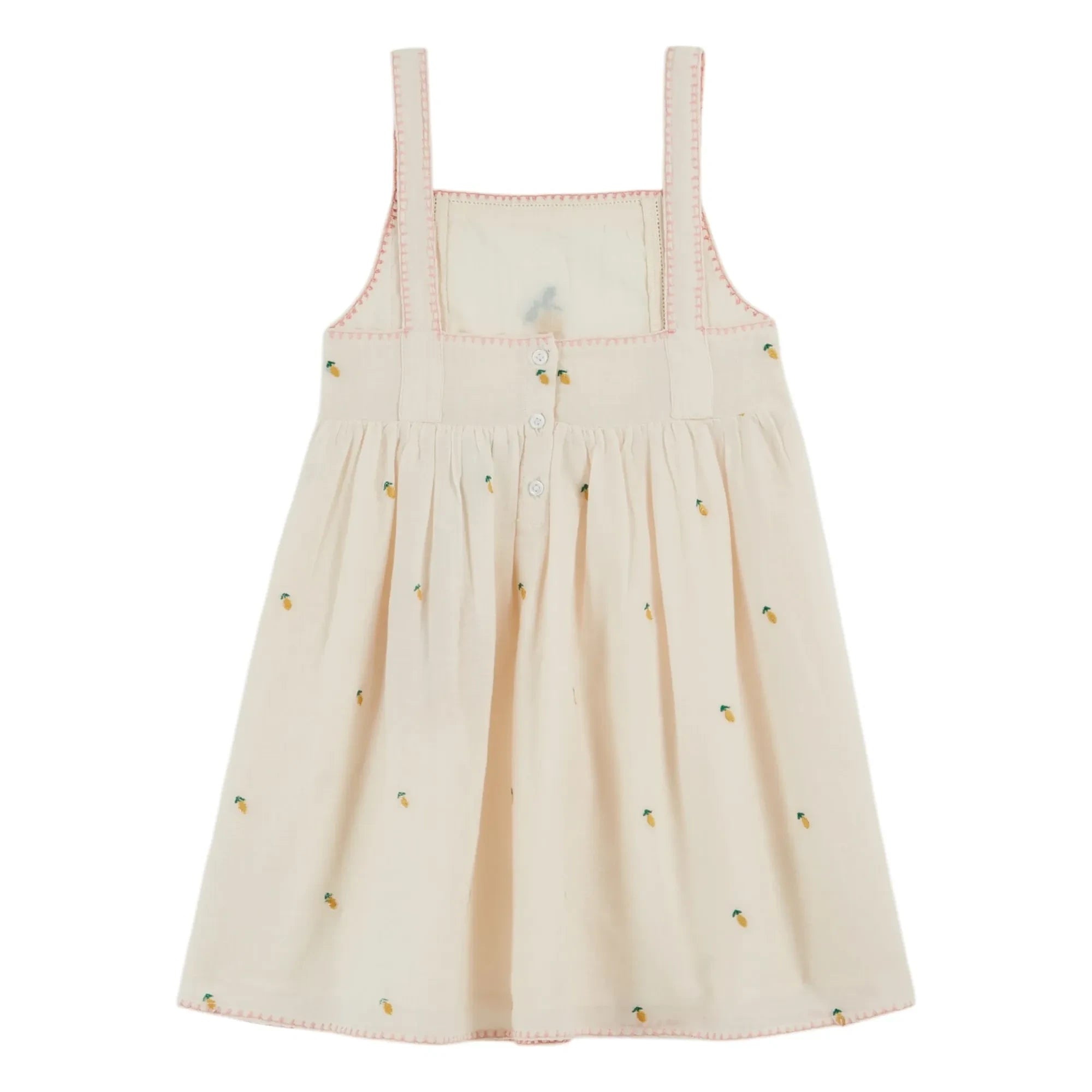 Emile et Ida - Kleid mit Zitronenstickerei | Creme