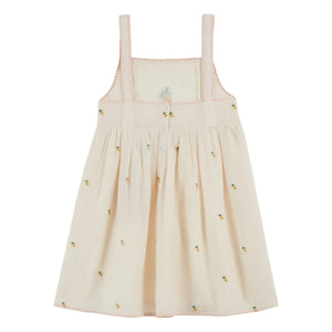 Emile et Ida - Kleid mit Zitronenstickerei | Creme