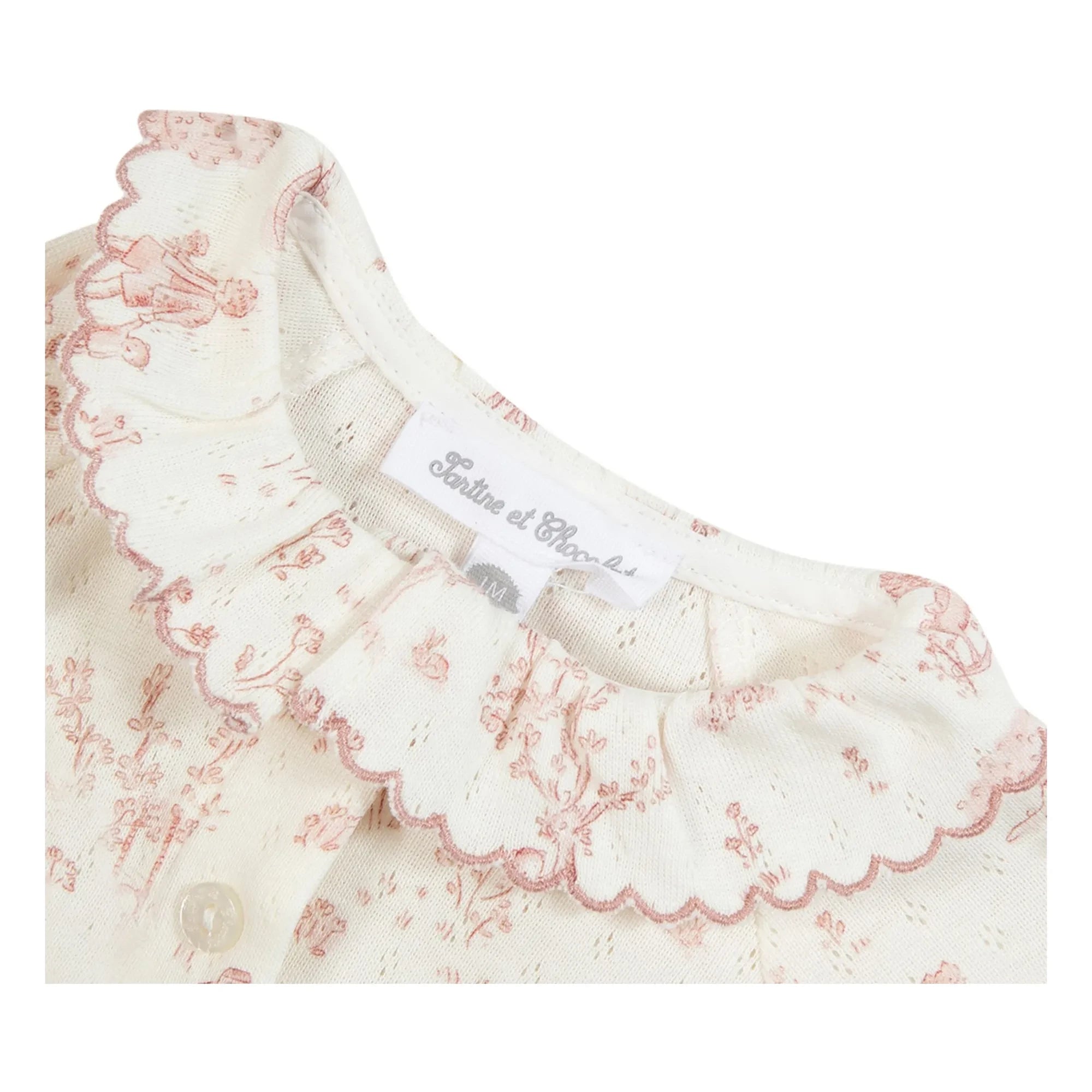Tartine et Chocolat - Strampler-Pyjama mit rosa Kragen | Rosa