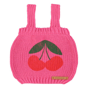 Piupiuchick - Kirschen Bio-Baumwollstrickoberteil | Fuchsia
