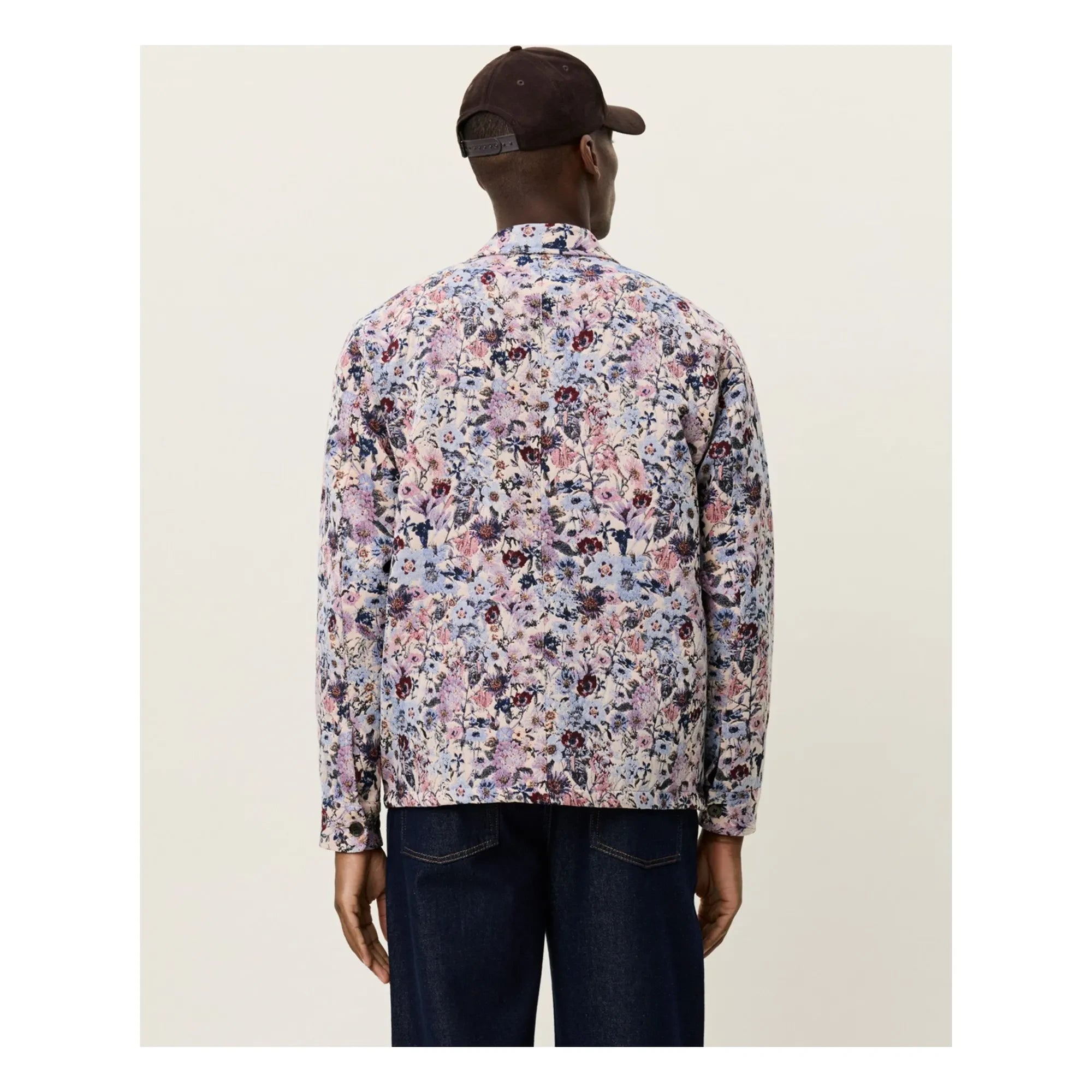 Les Deux - Hugh Jacquard-Baumwoll-Overshirt mit Blumenmuster | Rose Ivory