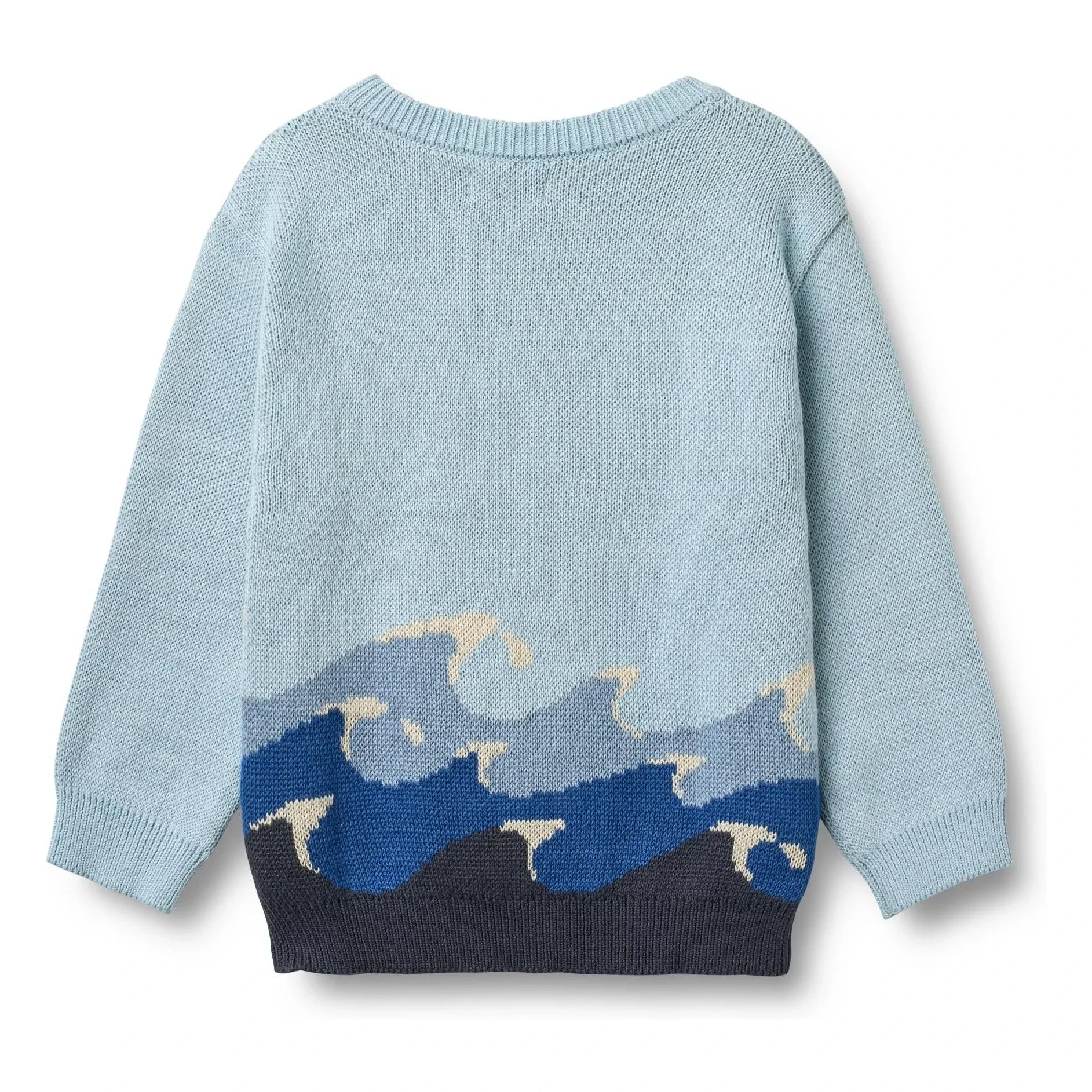 Wheat - Knud Vagues Bio-Baumwoll-Jacquardpullover | Hellblau
