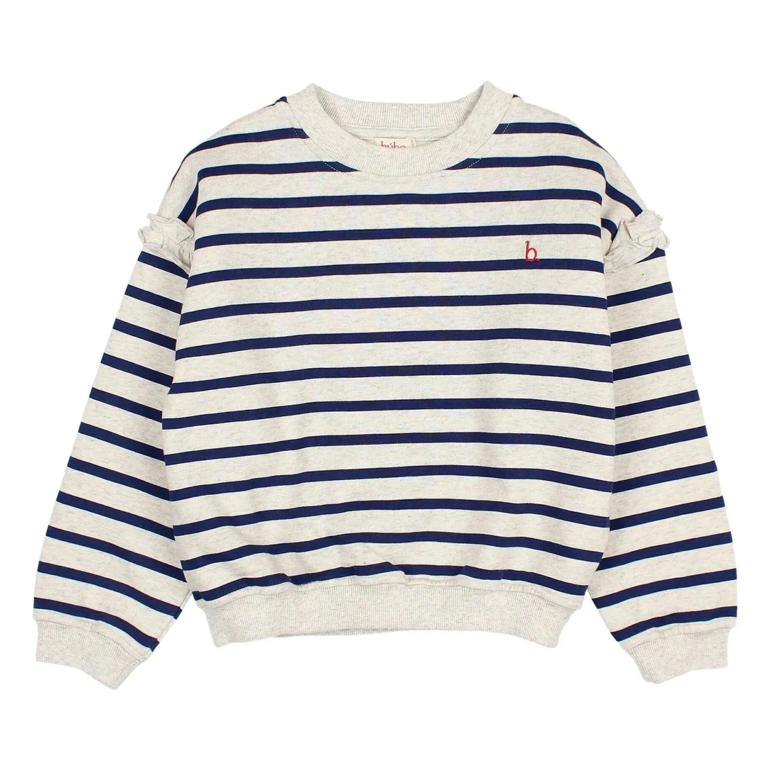 Búho - Kız Çocuk Denizci Çizgili Organik Pamuklu Sweatshirt | Lacivert