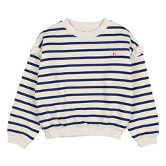 Búho - Kız Çocuk Denizci Çizgili Organik Pamuklu Sweatshirt | Lacivert