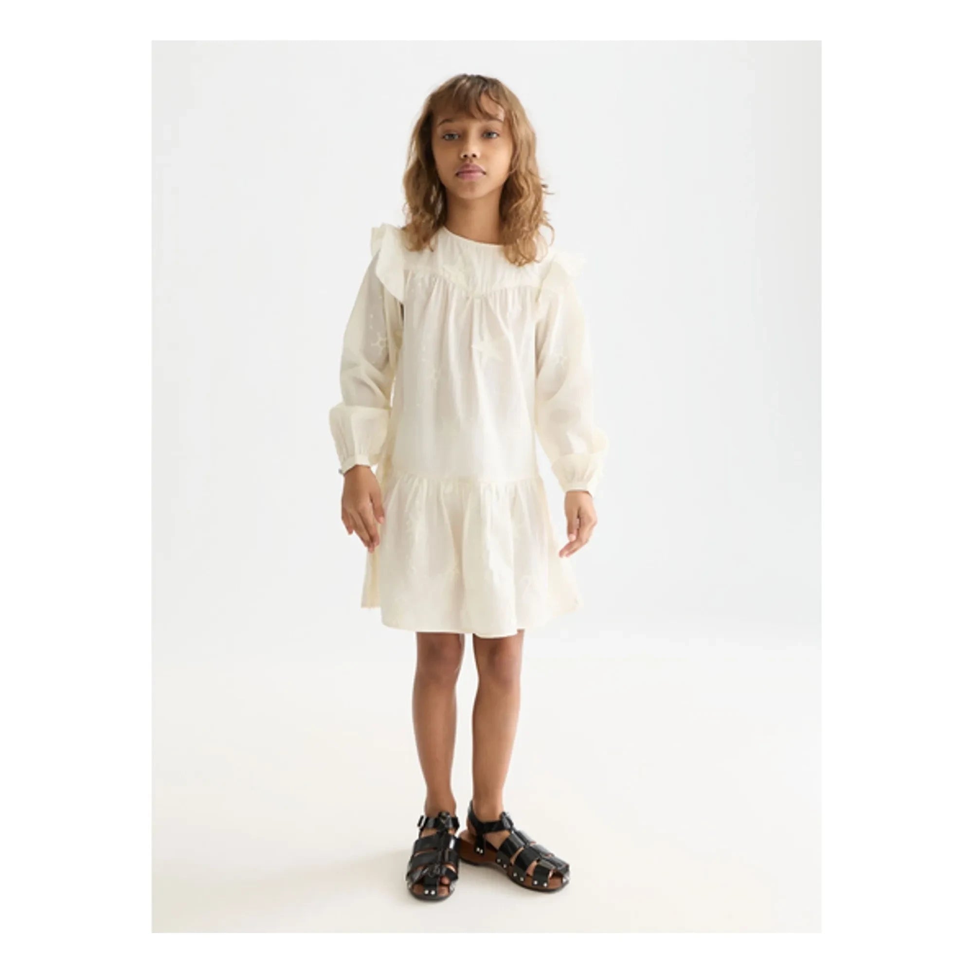 Scotch & Soda - Gesticktes Rüschenkleid | Ecru