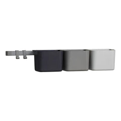 Leander - Aufbewahrungsregale - 3er-Set + 1 Wandhalterung | Grau