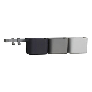 Leander - Aufbewahrungsregale - 3er-Set + 1 Wandhalterung | Grau