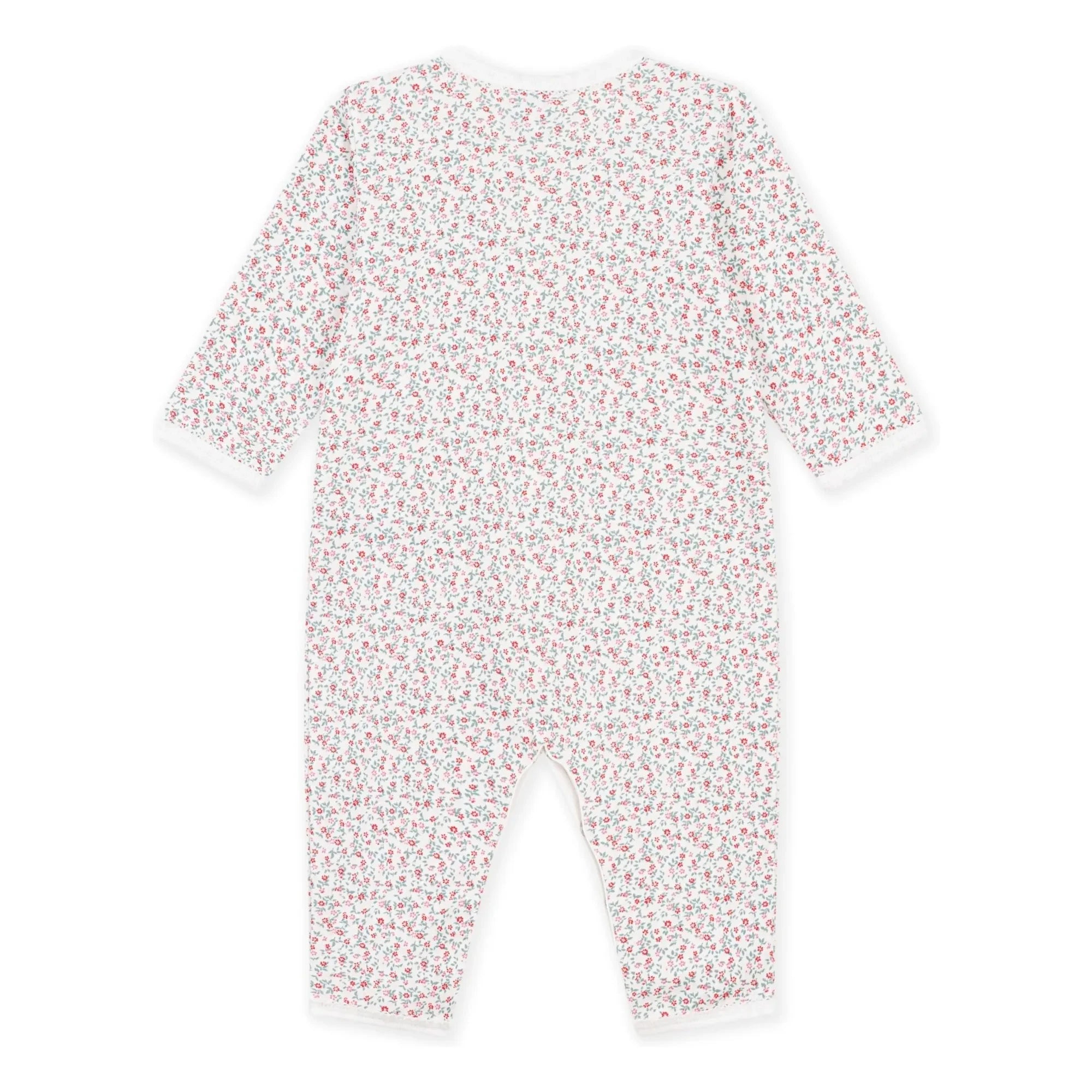 Petit Bateau - Dors Bien Piedsiz Çiçekli Organik Pamuklu Pijama | Beyaz