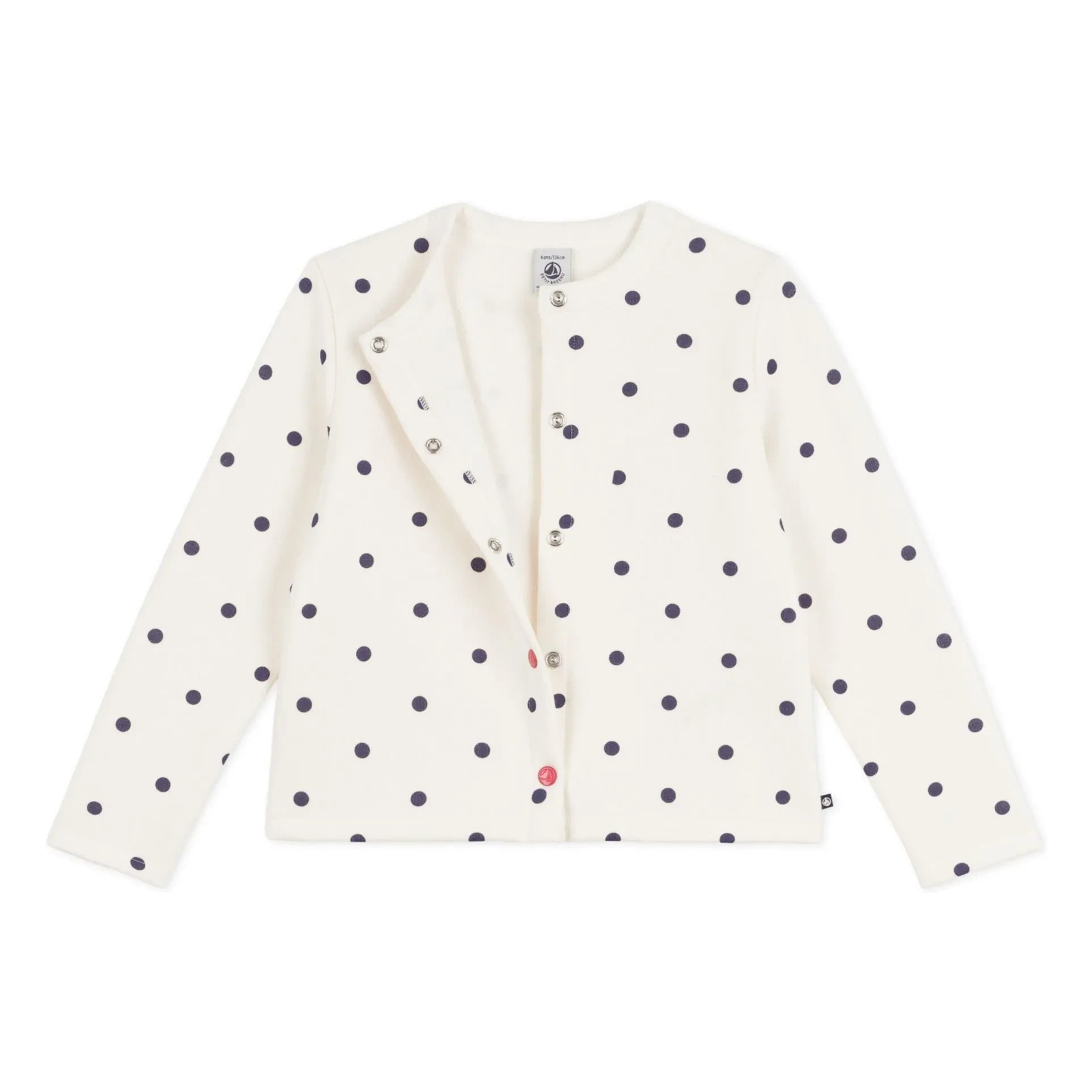 Petit Bateau - Gepunktete Molton-Strickjacke | Ecru